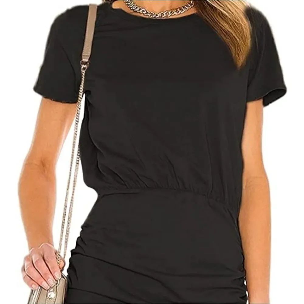 New Small Relipop Black Ruched Mini Dress Little Black Dress
